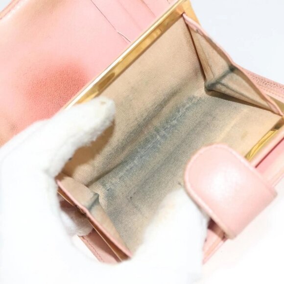CHANEL Grained Calf Skin COCO Mark Bifold Wallet Pink Gold CC Auth am8671 - Picture 14 of 16
